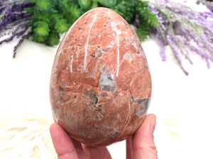 Large Peach Orange Moonstone Egg 100mm (BW)