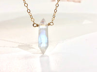 Rainbow Moonstone Double-Terminated Point Necklaces - June Birthstone