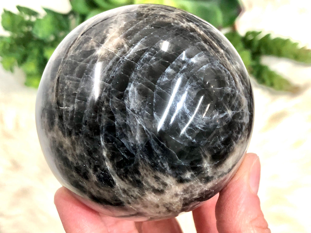 Black Moonstone Crystal Sphere 75mm EJ