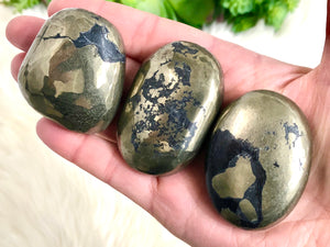 Pyrite in Magnetite - Healer’s Gold - Palmstone - Polished Fools Gold