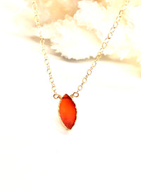 Gold Electroplated Carnelian Marquise Necklace - Sacral Chakra