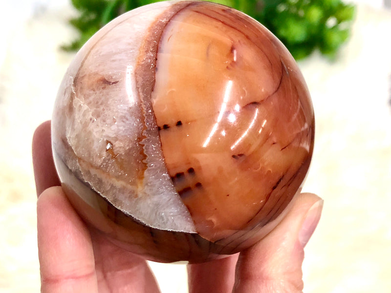 Carnelian Agate With Quartz Sphere 65mm CL