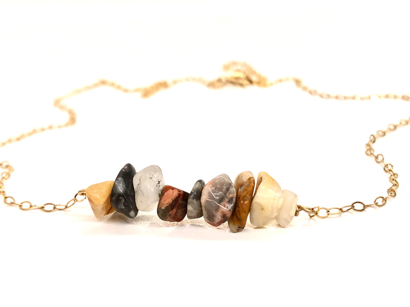 Crazy Lace Agate Bar Necklace