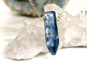 Blue Kyanite Point Bar Necklace