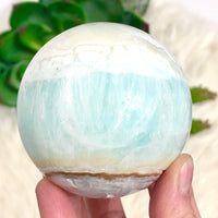 Blue Aragonite Caribbean Calcite Sphere 68mm DW