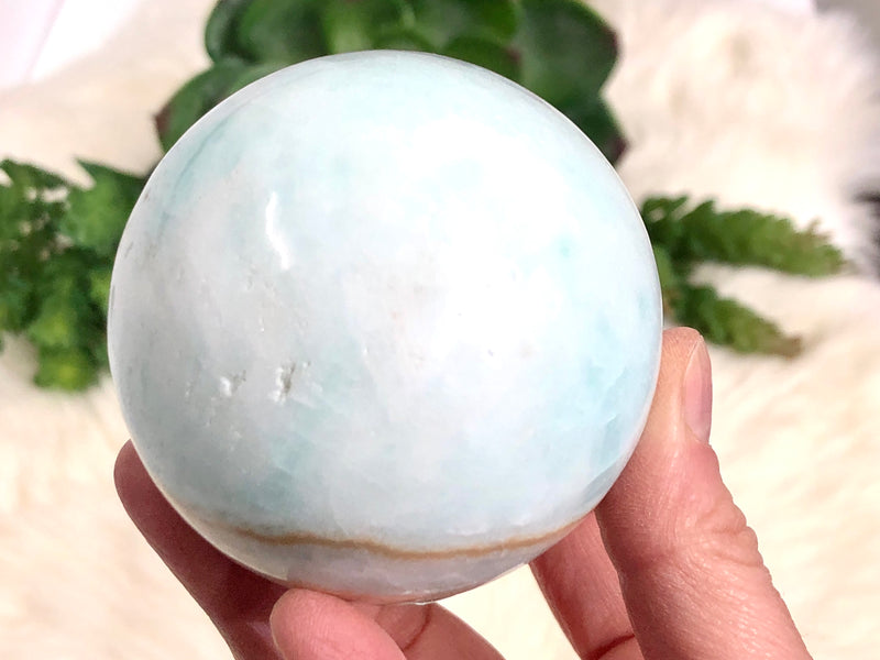 Blue Aragonite Caribbean Calcite Crystal Sphere 65mm ES