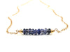Water Sapphire Iolite Bar Necklace - September Birthstone Necklace