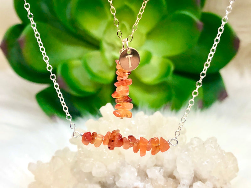 Raw Carnelian Bar Necklace