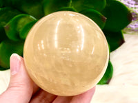 Honey Calcite Sphere 60mm QQ - Solar Plexus Chakra Stone