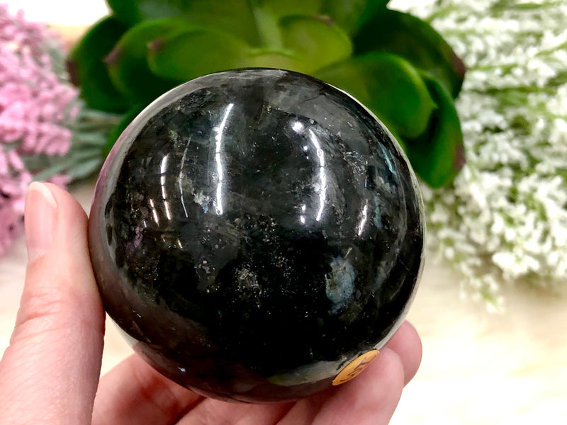 Nuummite 63mm Sphere WI - Third Eye Chakra Stone