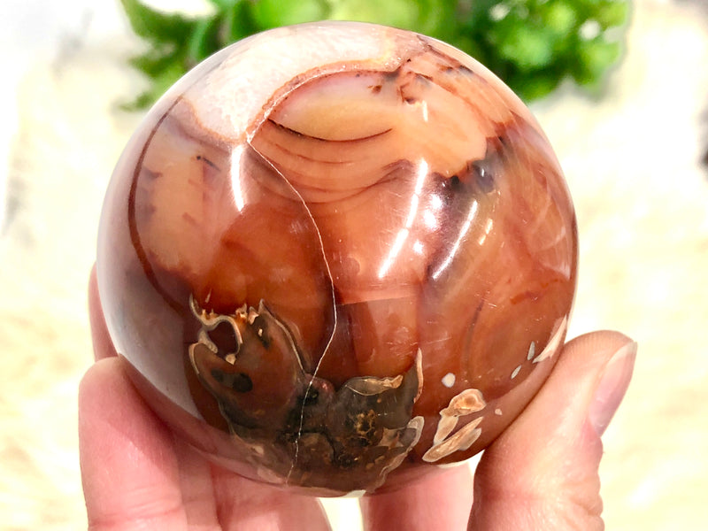 Carnelian Agate With Quartz Sphere 65mm CL