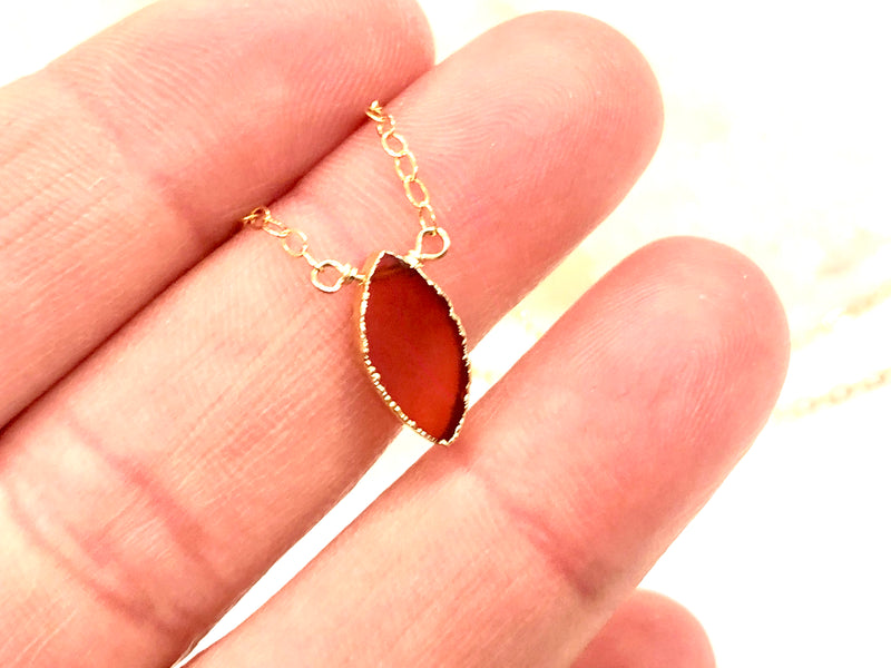 Gold Electroplated Carnelian Marquise Necklace - Sacral Chakra