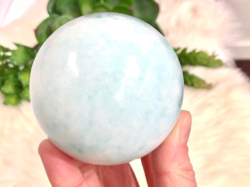 Blue Aragonite Caribbean Calcite Crystal Sphere 65mm ES