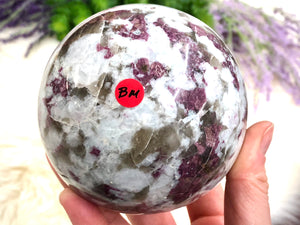 Pink Tourmaline Rubelite and Smoky Quartz Sphere 87mm (BM)