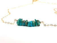 Genuine Raw Turquoise Bar Necklace-- Sagittarius & December Birthstone