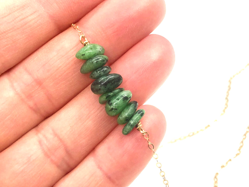 Ruby Zoisite Bar Necklace