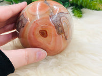 Carnelian Agate With Quartz Sphere 76mm FY