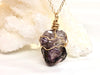 Raw Brandberg Amethyst Wire-Wrapped Pendant Necklace - Aquarius Zodiac Necklace