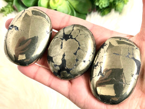 Pyrite in Magnetite - Healer’s Gold - Palmstone - Polished Fools Gold