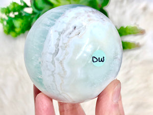 Blue Aragonite Caribbean Calcite Sphere 68mm DW