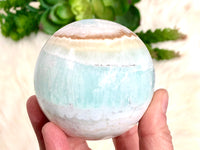 Blue Aragonite Caribbean Calcite Sphere 68mm DW