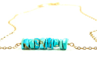 Raw Turquoise Bar Necklace - December Birthstone - Sagittarius Necklace