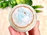 Blue Aragonite Caribbean Calcite Sphere 68mm DW